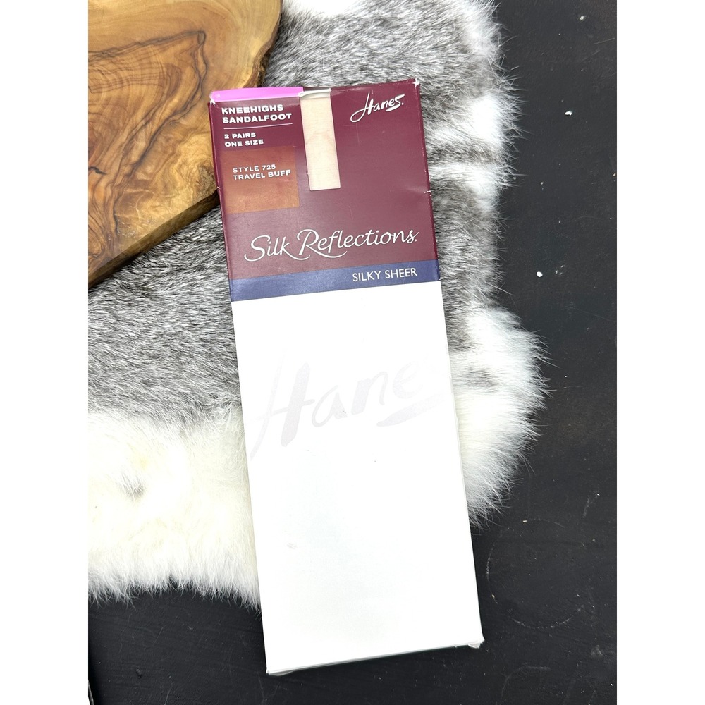 Vintage Hanes Silk Reflections Silky Sheer Kneehighs sandlalfoot 725 travel buff